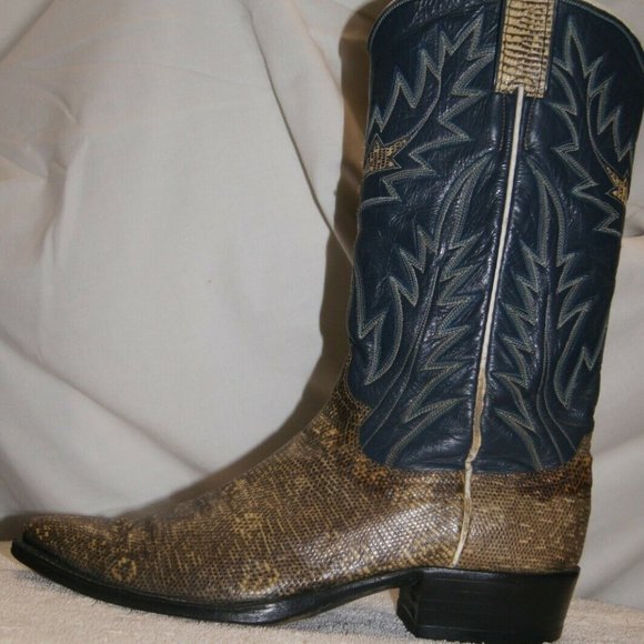 Vintage Justin Ringtail Lizard Boots Mens Size 8 M